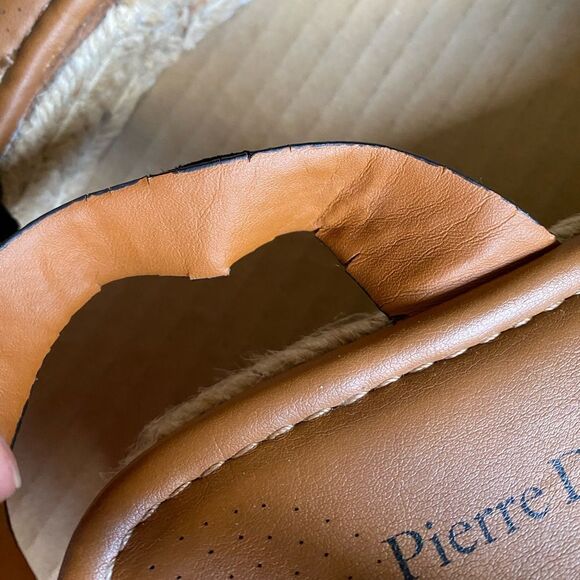 Pierre Dumas Magic Ruffle Band Espadrille Platform Sandals Size 10 Black - Picture 14 of 15